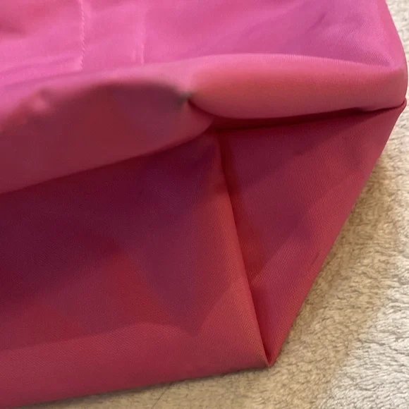 Longchamp Le Pliage small long strap #2605 pink nylon leather tote satchel purse - Picture 12 of 13